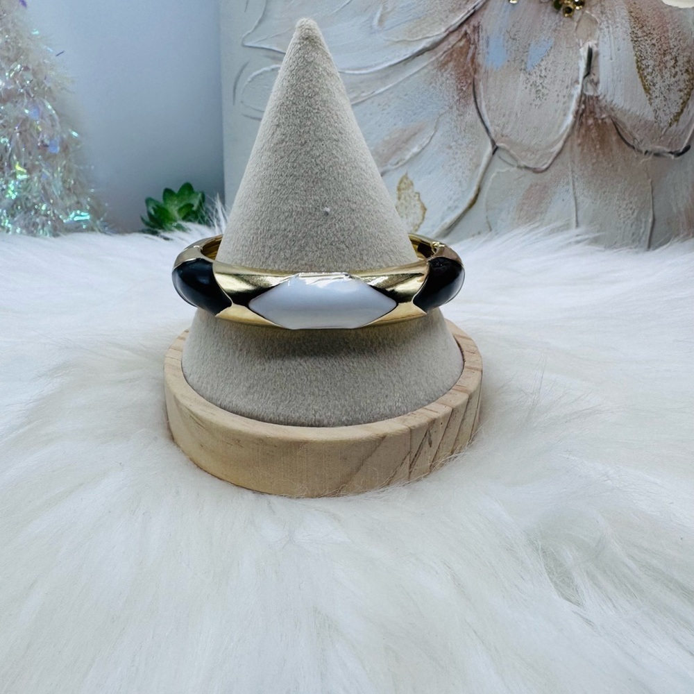 White, Black & Gold Bangle Bracelet
